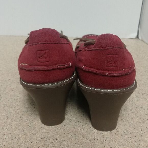 👍 Sperry Red Suede Wedges Size 8.5 - Picture 4 of 5